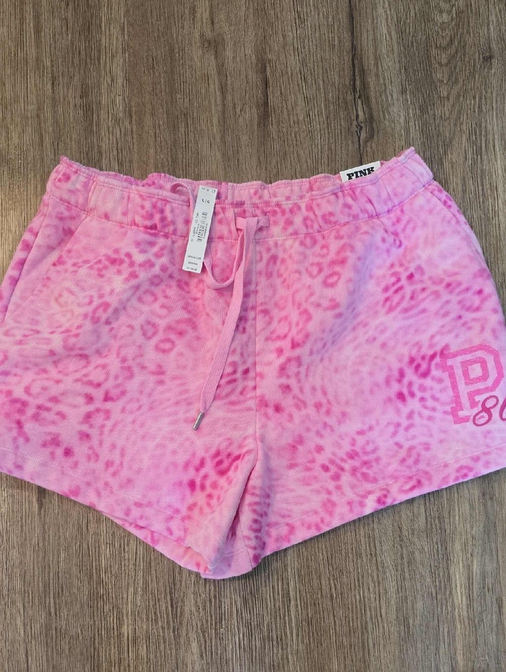 NWT... PINK Victoria's Secret Pink Leopard Tie-Dye Fleece Shorts